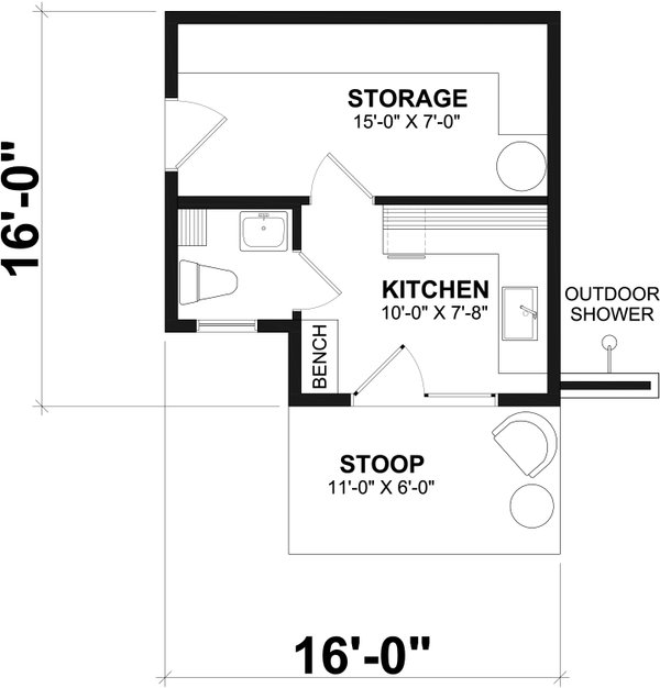 Bungalow Style House Plan - 0 Beds 0.5 Baths 241 Sq/Ft Plan #23-2810 ...