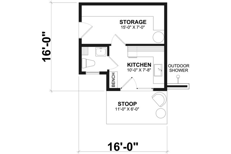 House Design - Floor Plan - Main Floor for Bungalow House Plan #23-2810, 0.5 bath