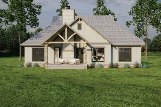 Exterior - Rear Elevation 1 for Craftsman House Plan #17-2219 - 3 bed, 2 bath
