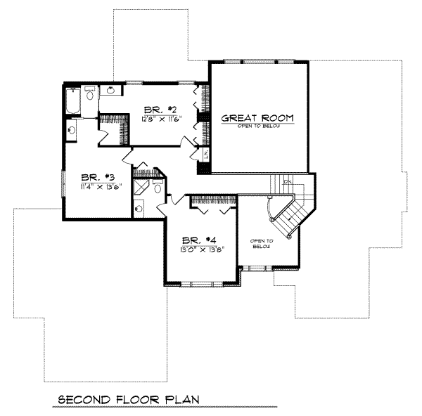 Traditional Floor Plan - Upper Floor Plan #70-527