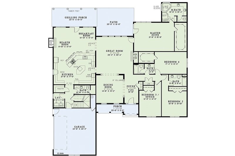 House Blueprint - Floor Plan - Main Floor for European House Plan #17-2429 - 4 bed, 3.5 bath
