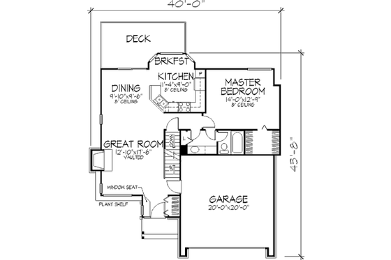 Floor Plan - Main Floor for Traditional House Plan #320-335 - 3 bed, 2 bath