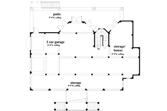 Floor Plan - Lower Floor for Southern House Plan #930-18 - 3 bed, 3.5 bath