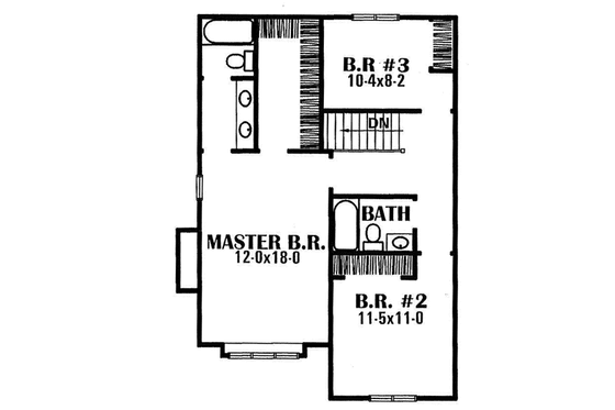 Floor Plan - Upper Floor for Traditional House Plan #50-217 - 3 bed, 2.5 bath