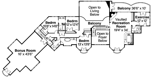 House Design - European Floor Plan - Upper Floor Plan #124-603