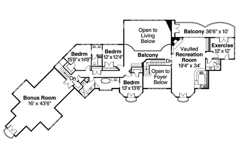 House Design - Floor Plan - Upper Floor for European House Plan #124-603 - 4 bed, 5.5 bath