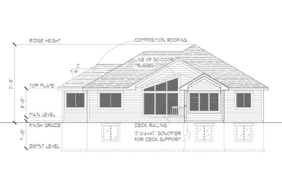 Exterior - Rear Elevation for Craftsman House Plan #112-191 - 4 bed, 2 bath