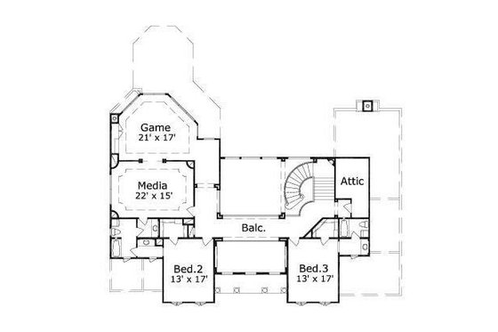 Floor Plan - Upper Floor for Colonial House Plan #411-355 - 3 bed, 3.5 bath