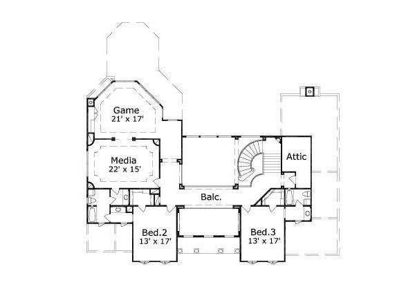Colonial Floor Plan - Upper Floor Plan #411-355
