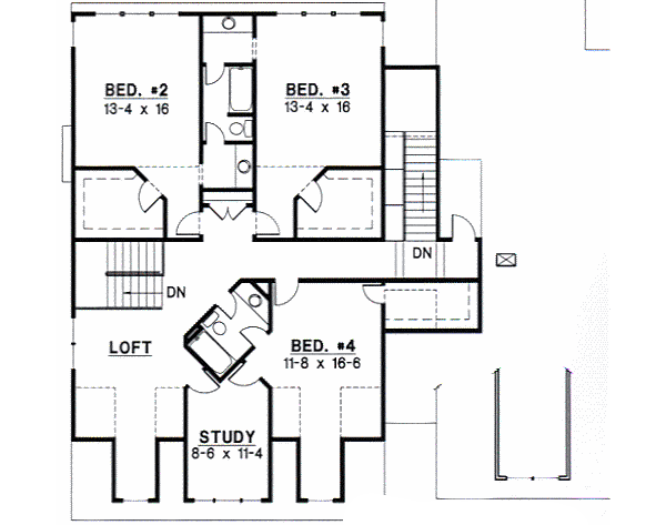 Country Floor Plan - Upper Floor Plan #67-293