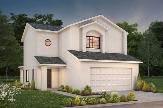 Exterior - Front Elevation 3 for Mediterranean House Plan #1-292 - 3 bed, 2.5 bath