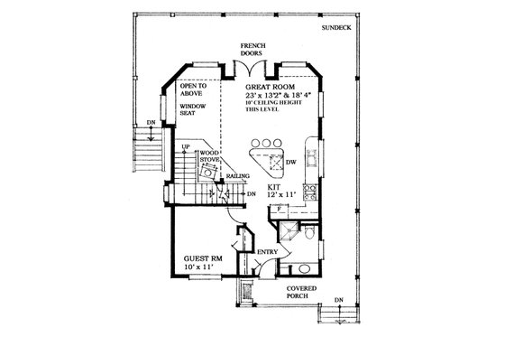 Floor Plan - Main Floor for Cottage House Plan #118-170 - 3 bed, 2 bath