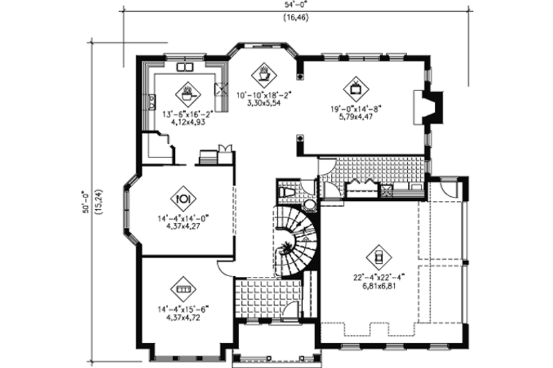 Architectural House Design - Floor Plan - Main Floor for Traditional House Plan #25-4142 - 4 bed, 2.5 bath