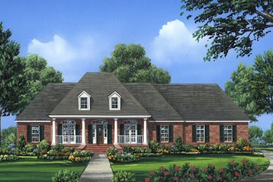 Exterior - Front Elevation for Southern House Plan #21-216 - 4 bed, 3.5 bath