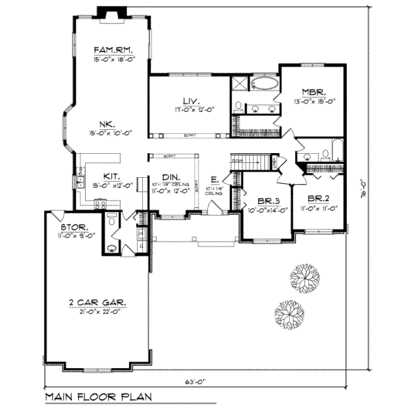 House Blueprint - Traditional Floor Plan - Main Floor Plan #70-304