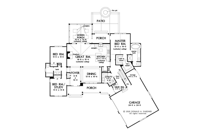 Architectural House Design - Floor Plan - Main Floor for Farmhouse House Plan #929-1130 - 3 bed, 2 bath