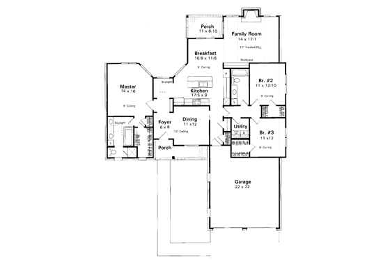 Floor Plan - Main Floor for European House Plan #41-135 - 3 bed, 2 bath