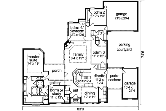 Floor Plan - Main Floor for Traditional House Plan #84-185 - 5 bed, 3 bath