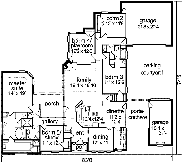 House Blueprint - Traditional Floor Plan - Main Floor Plan #84-185