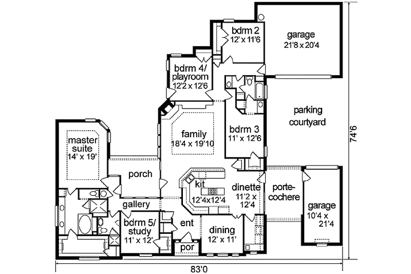 Dream House Plan - Floor Plan - Main Floor for Traditional House Plan #84-185 - 5 bed, 3 bath