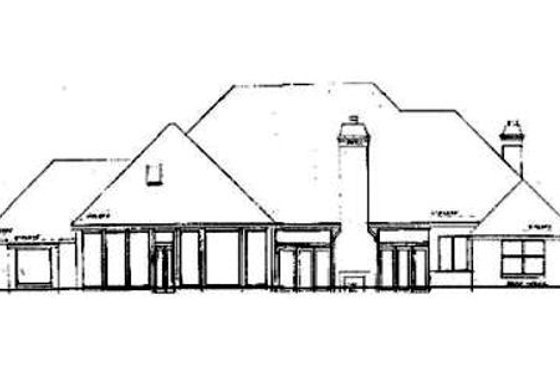 Exterior - Rear Elevation for European House Plan #52-117 - 4 bed, 2.5 bath