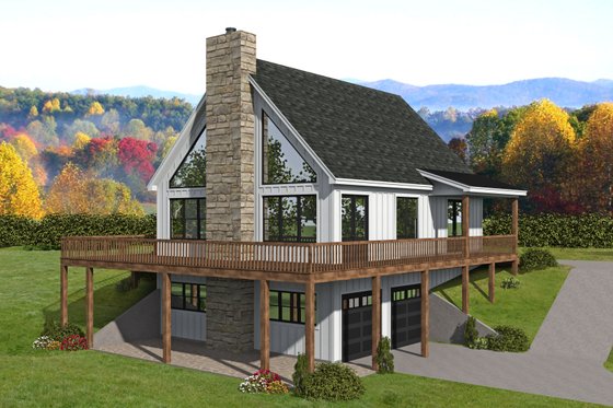 Exterior - Front Elevation 3 for Contemporary House Plan #932-558 - 2 bed, 2.5 bath
