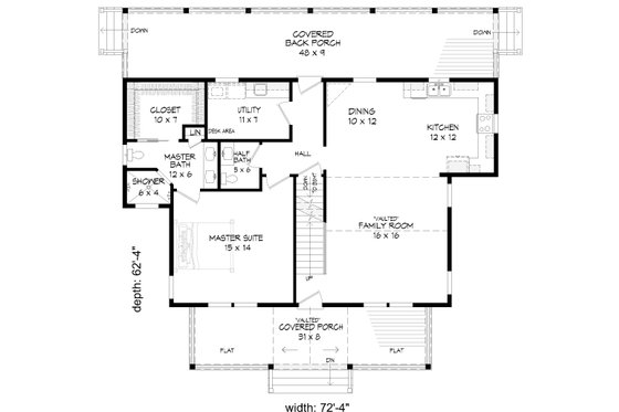 Floor Plan - Main Floor for Farmhouse House Plan #932-345 - 3 bed, 2.5 bath
