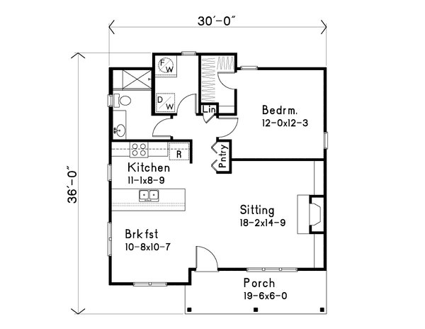 House Blueprint - Cottage Floor Plan - Main Floor Plan #22-653