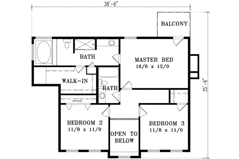 Home Plan - Floor Plan - Upper Floor for Traditional House Plan #1-978 - 3 bed, 2.5 bath