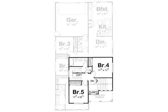 Floor Plan - Upper Floor for European House Plan #20-1746 - 5 bed, 3 bath