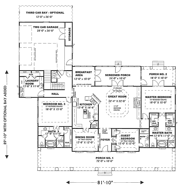 Southern Floor Plan - Main Floor Plan #44-128