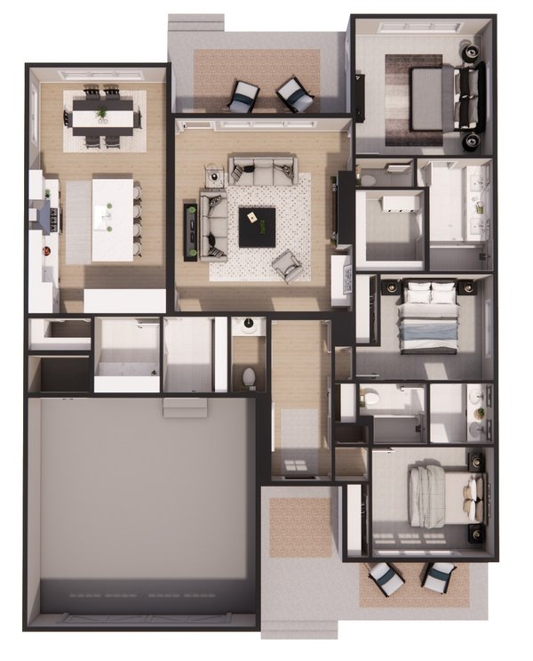 Dream House Plan - Floor Plan - Main Floor 1 for Ranch House Plan #51-1583 - 3 bed, 2.5 bath