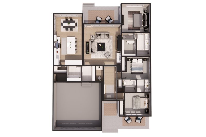 Dream House Plan - Floor Plan - Main Floor 1 for Ranch House Plan #51-1583 - 3 bed, 2.5 bath