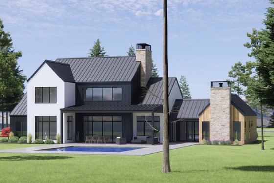 Exterior - Rear Elevation 1 for Modern House Plan #1096-6 - 4 bed, 4.5 bath