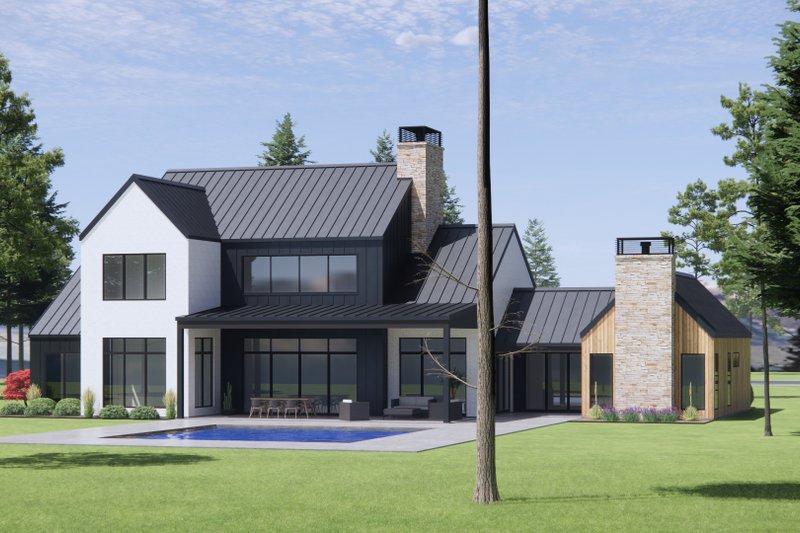 House Design - Exterior - Rear Elevation 1 for Modern House Plan #1096-6 - 4 bed, 4.5 bath