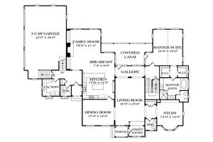 Floor Plan - Main Floor for European House Plan #453-21 - 5 bed, 5.5 bath