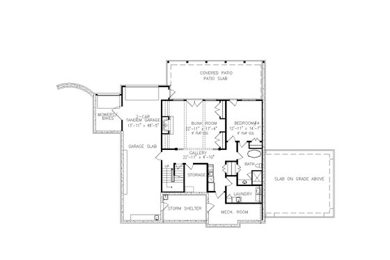 Floor Plan - Lower Floor for Farmhouse House Plan #54-572 - 4 bed, 4.5 bath