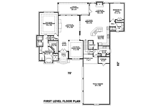 Floor Plan - Main Floor for European House Plan #81-1238 - 3 bed, 4 bath