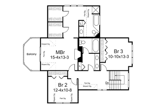 Floor Plan - Upper Floor for Victorian House Plan #57-546 - 3 bed, 2.5 bath