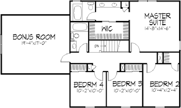 Architectural House Design - Colonial Floor Plan - Upper Floor Plan #320-140