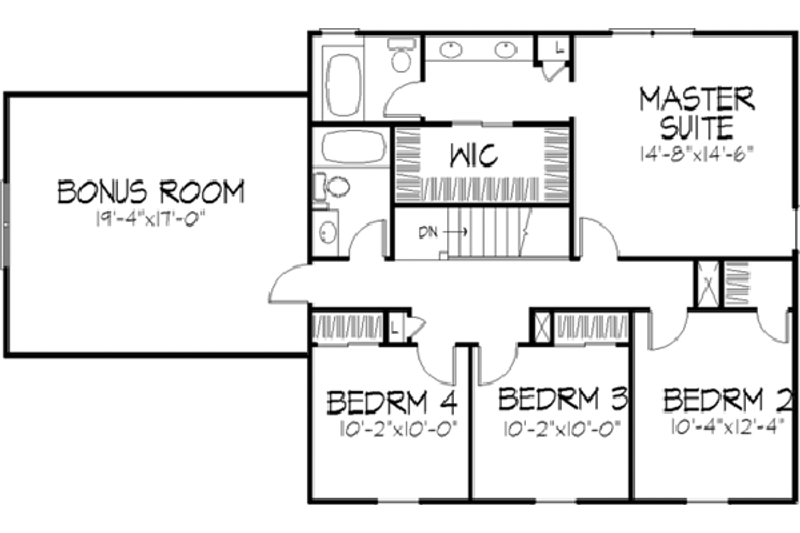 Home Plan - Floor Plan - Upper Floor for Colonial House Plan #320-140 - 4 bed, 2.5 bath
