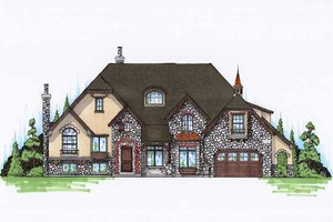 European Exterior - Front Elevation Plan #5-408