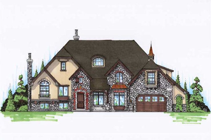 European Style House Plan - 5 Beds 4.5 Baths 3766 Sq/Ft Plan #5-408