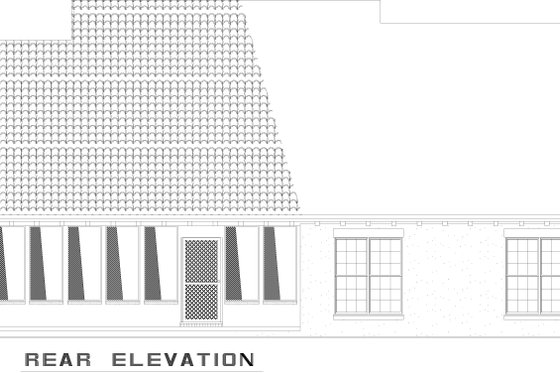Exterior - Rear Elevation for European House Plan #17-123 - 3 bed, 2 bath
