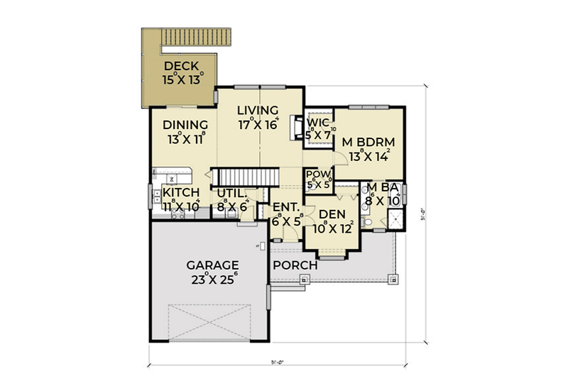 Dream House Plan - Floor Plan - Main Floor for Craftsman House Plan #1070-17 - 3 bed, 2.5 bath