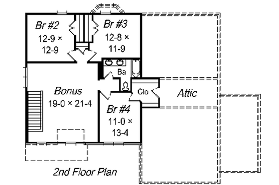 Floor Plan - Upper Floor for Traditional House Plan #329-262 - 4 bed, 2.5 bath