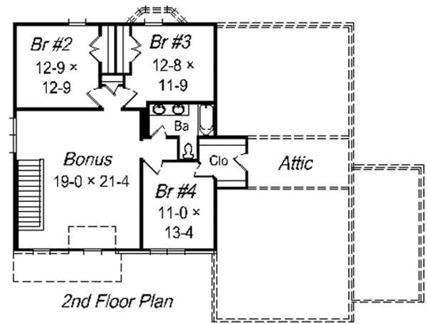 Traditional Floor Plan - Upper Floor Plan #329-262