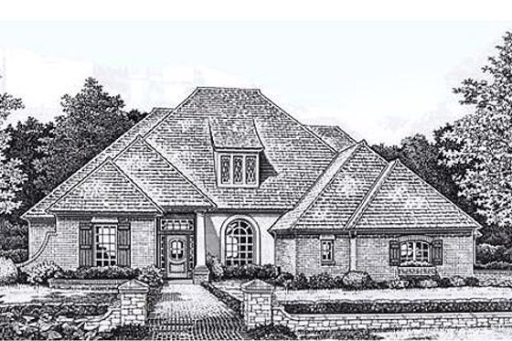 Exterior - Front Elevation for European House Plan #310-858 - 4 bed, 3.5 bath