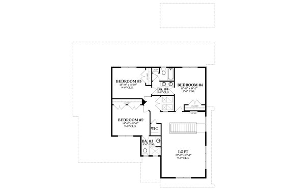 Floor Plan - Upper Floor for Contemporary House Plan #1058-215 - 5 bed, 4.5 bath