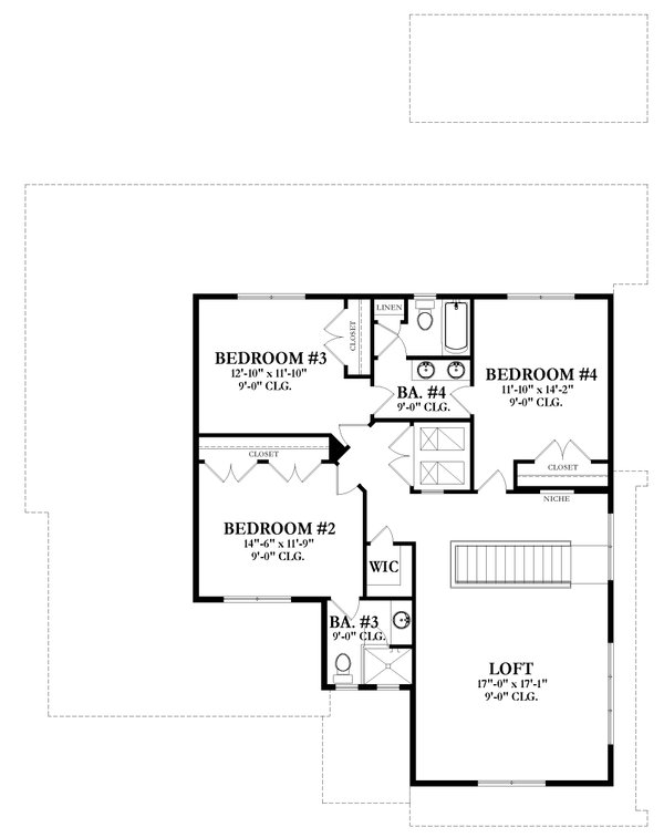 Contemporary Floor Plan - Upper Floor Plan #1058-215